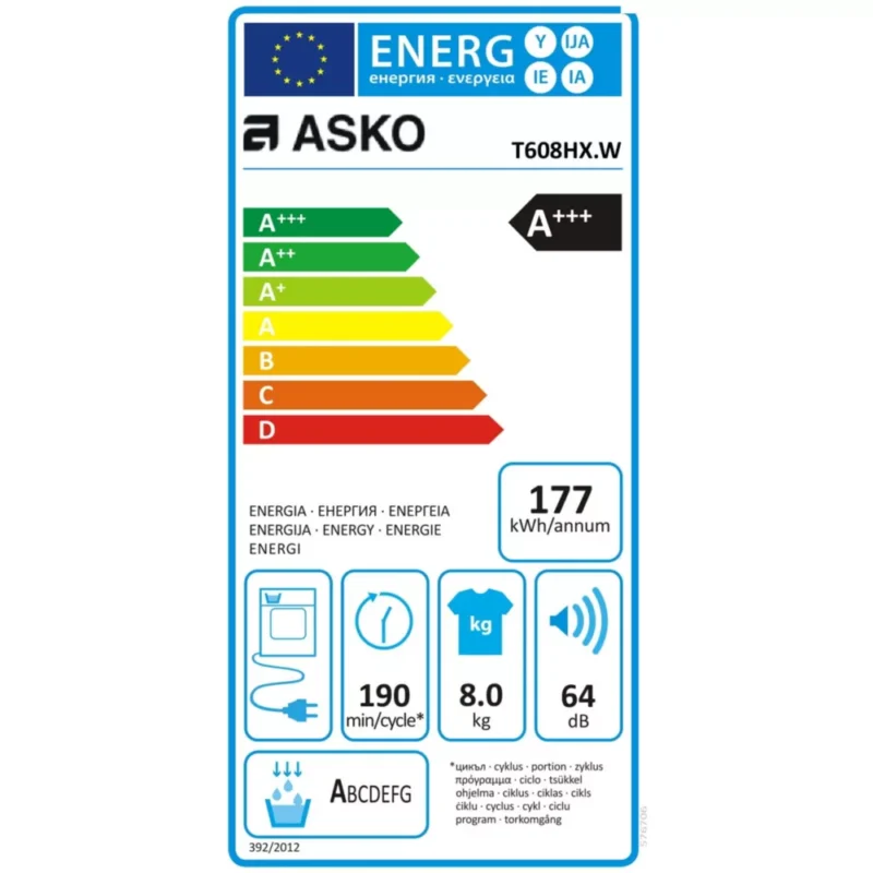 Sèche linge pompe à chaleur ASKO T608HX.W – Image 8