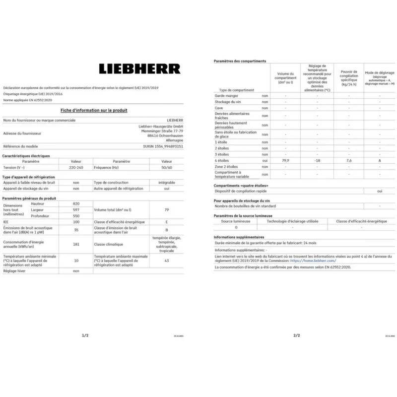 Congélateur encastrable LIEBHERR SUIGN1554-25 – Image 9