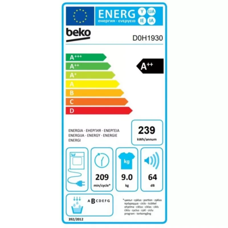 Sèche linge pompe à chaleur BEKO D0H1930 – Image 5