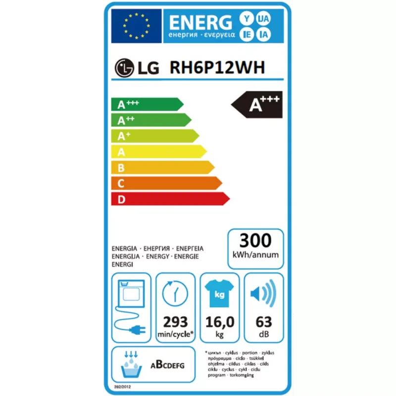 Sèche linge pompe à chaleur LG RH6P12WH – Image 9