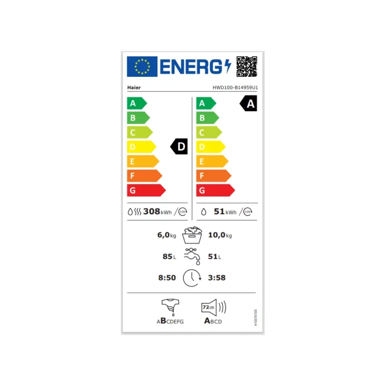 Lave linge séchant hublot HAIER HWD100-B14959UFR