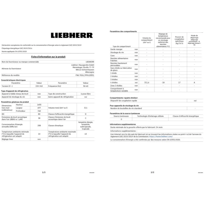 Congélateur armoire LIEBHERR FND7026-20 – Image 9