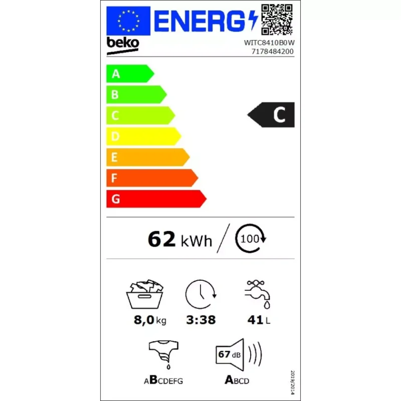 Lave linge hublot encastrable BEKO WITC8410B0W – Image 21