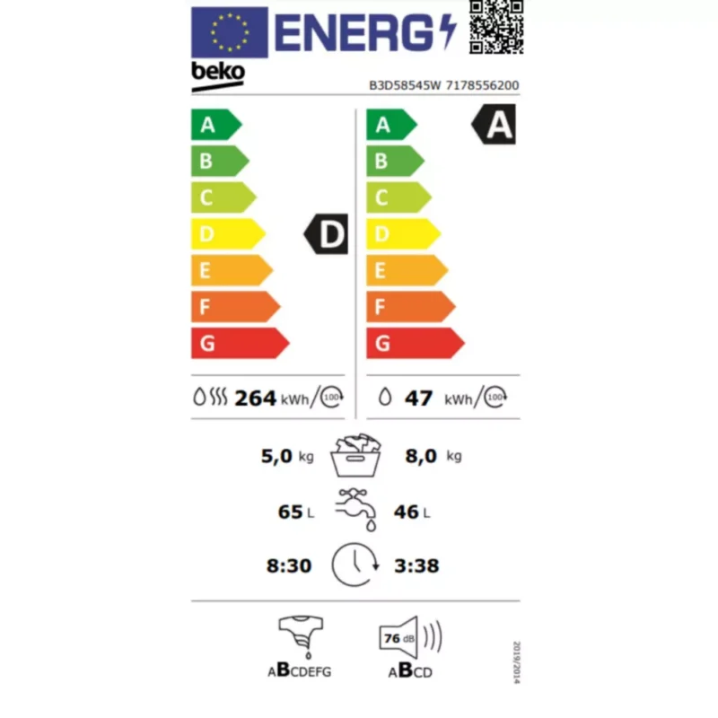 Lave linge séchant hublot BEKO B3D58545W – Image 5