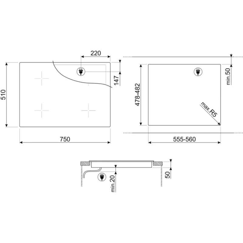 Table induction SMEG SIB2741D – Image 6