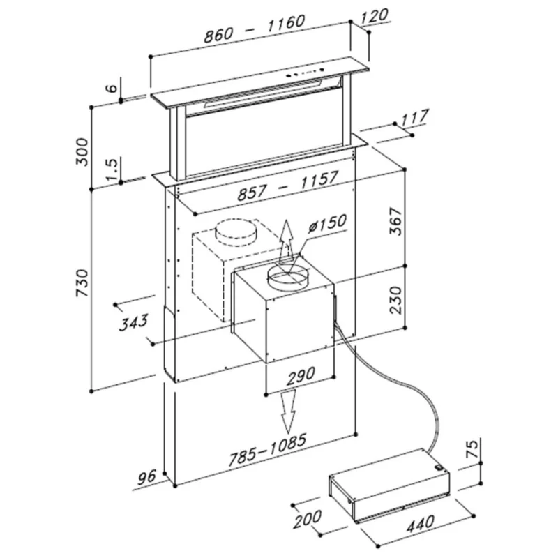 Hotte plan de travail DE DIETRICH DHD7961B – Image 5