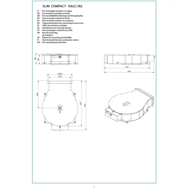Moteur de hotte FALMEC extra-plat 800 m3/h-MOTSTEL4421 – Image 5