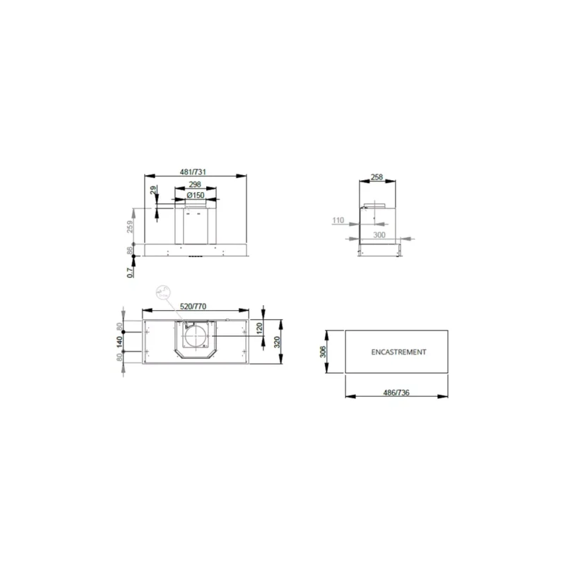 Hotte encastrable ROBLIN INSPIRATION 770 INOX – Image 3