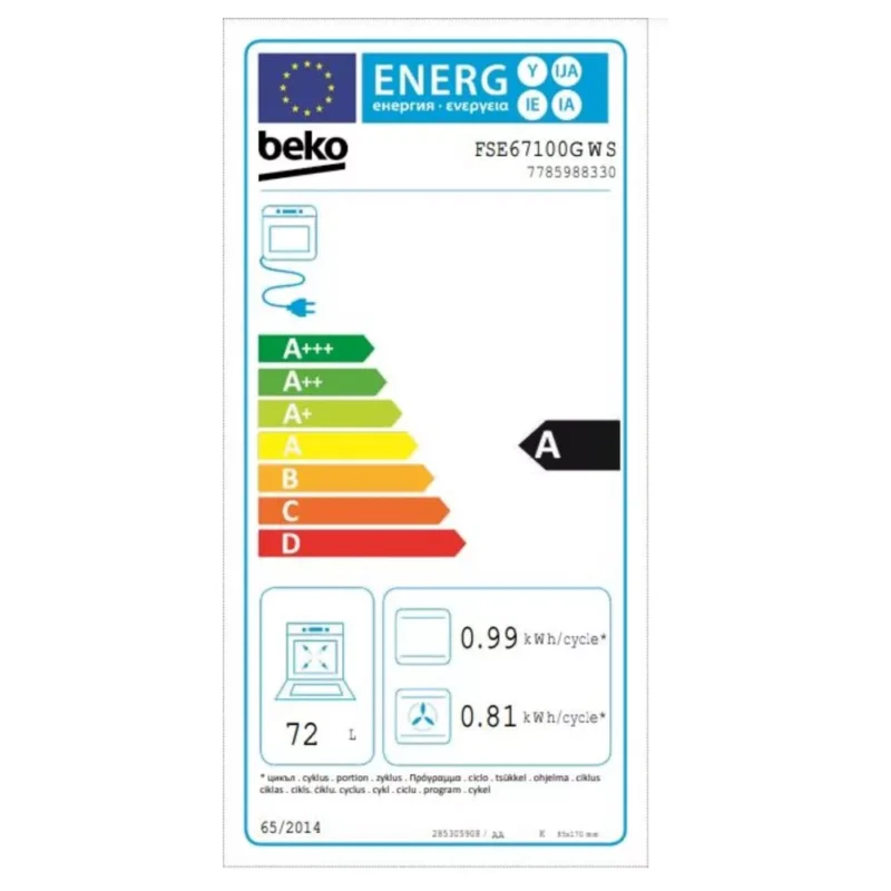Cuisinière vitrocéramique BEKO FSE67100GWS 60cm – Image 4