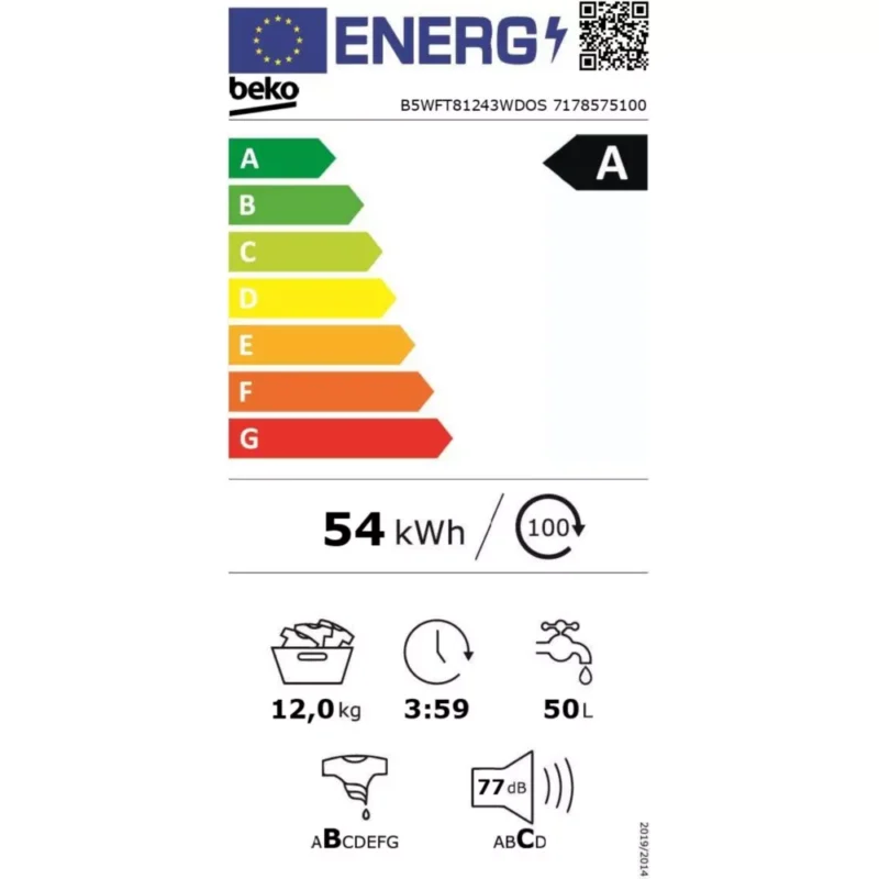 Lave linge hublot BEKO B5WFT81243WDOS – Image 5